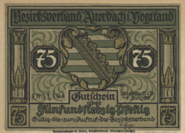Duitsland - Noodgeld - Auerbach i. Vogtland  Grab/Mehl.:53.2.4 75 Pfennig 1921