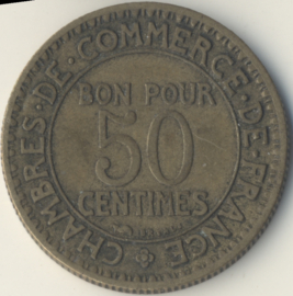 Frankrijk 50 Centimes KM884 1921-29