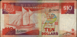 Singapore  P20 10 Dollar 1988 (No date)