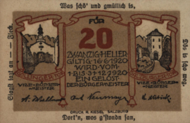 Oostenrijk - Noodgeld - Hallein KK.:344 20 Heller 1920