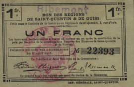 France - Emergency - Ribemont JPV-02.1941 SQG 1 Franc 1916