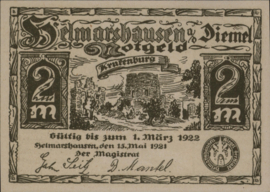 Duitsland - Noodgeld - Helmarshausen Grab.: 596 2 Mark 1921
