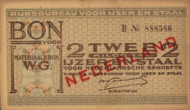 Distributie: Rijksbureau voor Ijzer en Staal, WO-II 2 KG/- 2 Kilogram Ijzer en staal 1941