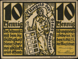 Duitsland - Noodgeld - Gebesee Grab.: 410 10 Pfennig 1921
