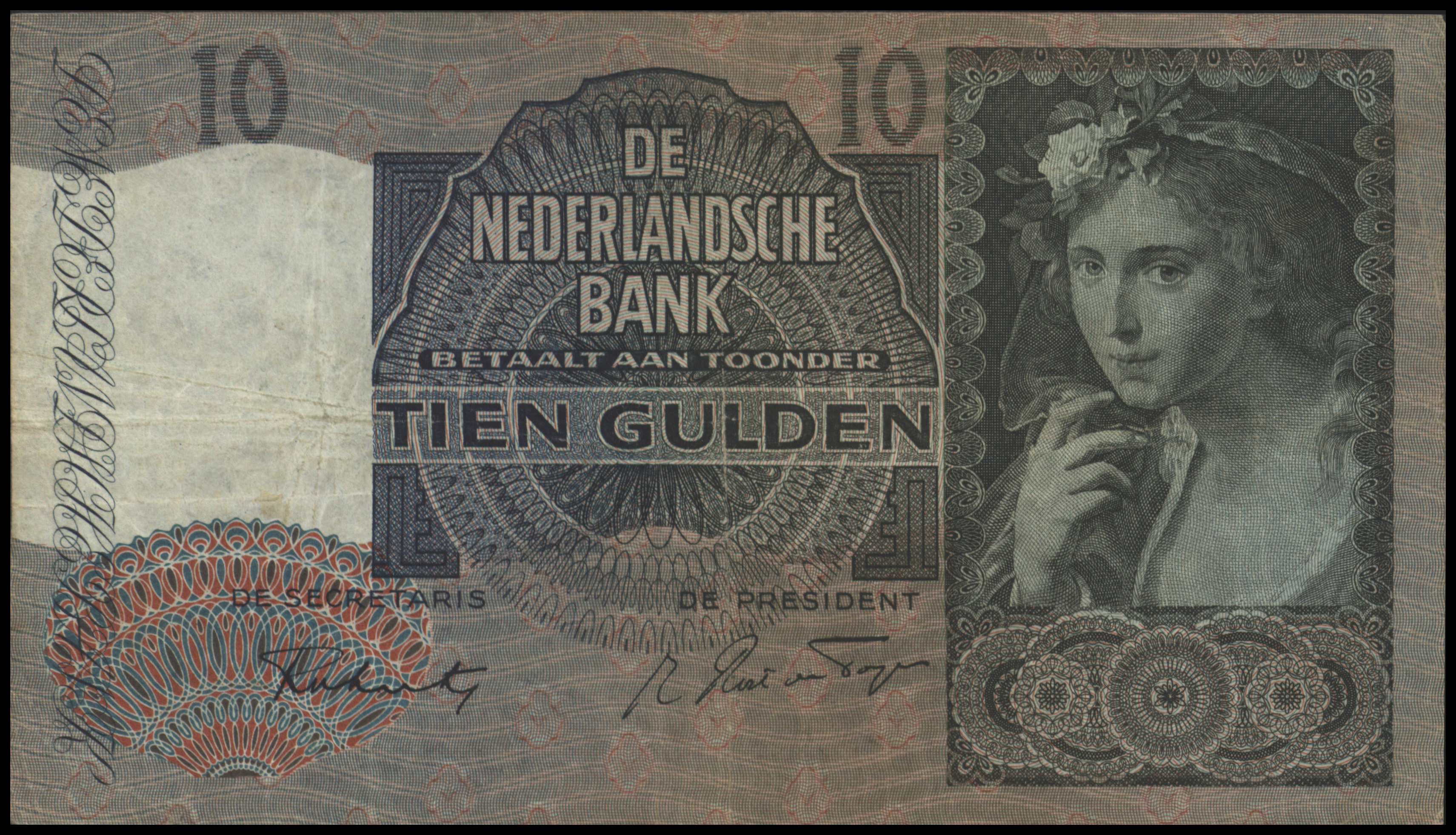 Netherlands  PL38.b 10 Gulden 1942