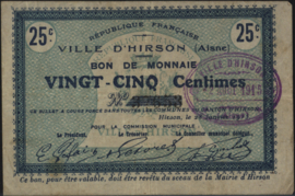 France - Emergency - Hirson JPV-02-1177.1 25 Centimes 1915