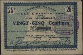 France - Emergency - Hirson JPV-02-1177.1 25 Centimes 1915