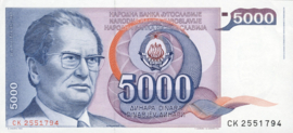 Joegoslavië  P93 5.000 Dinara 1985