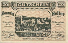 Oostenrijk - Noodgeld - Weitenegg KK.:1163 20 Heller 1920