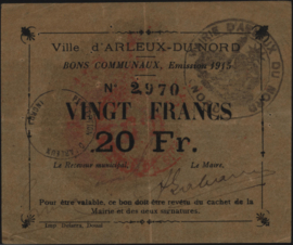 Frankrijk - Noodgeld - Arleux-Du Nord JPV-59.112 20 Francs 1915