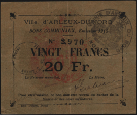 France - Emergency - Arleux-Du Nord JPV-59.112 20 Francs 1915