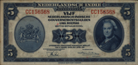 Nederlands Indië, NICA 1943  PLNI28 5 Gulden 1943