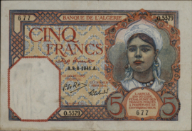 Algeria  P77 5 Francs 1941