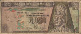 Guatemala  P72.a/P86.b 1/2 Quetzal 1989