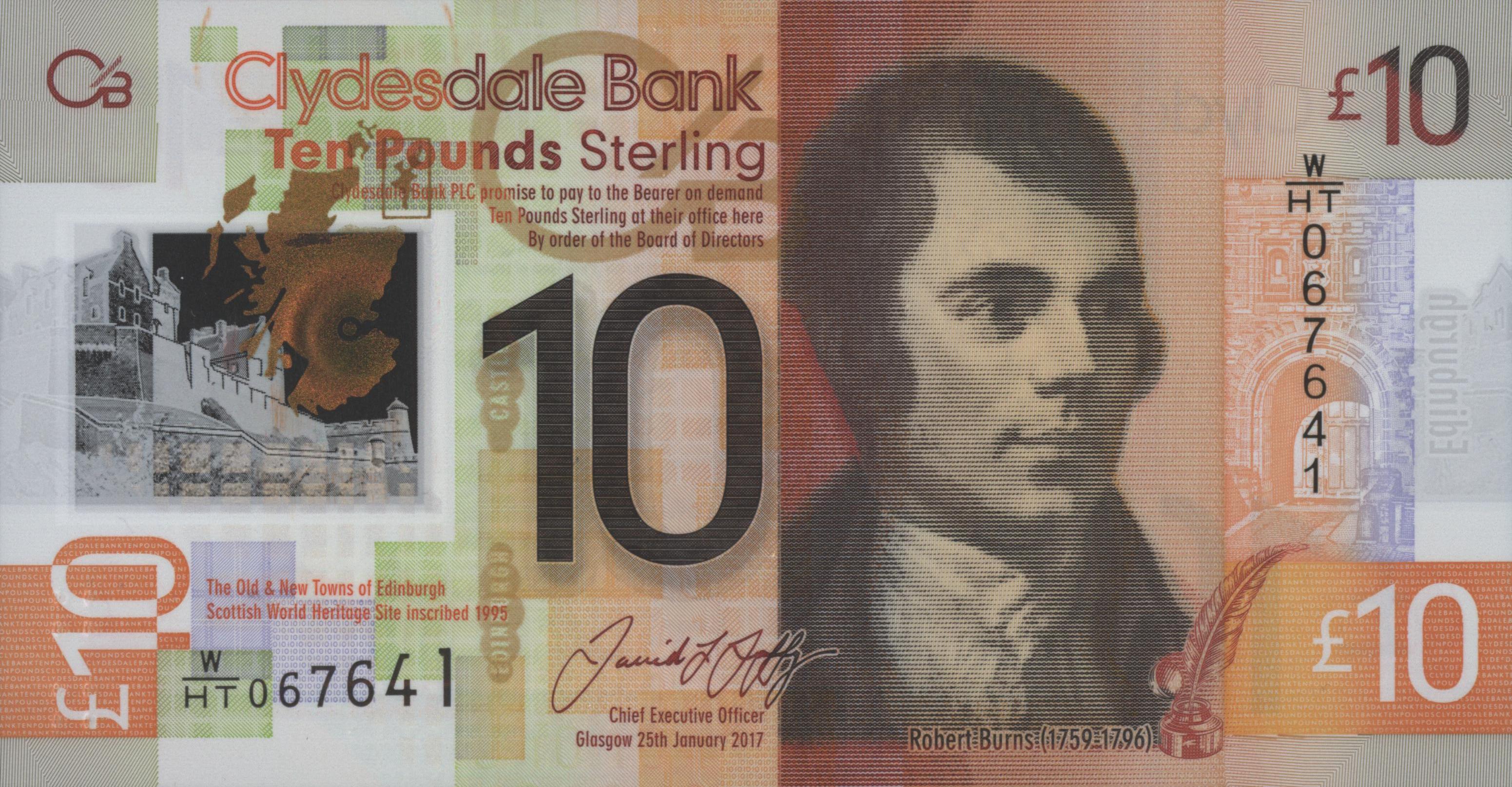 Clydesdale Bank P229Q 10 Pounds 2017 HERDENKINGSUITGAVE