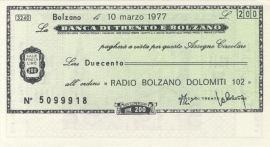 Banca di Trento e Bolzano 200 Lire
