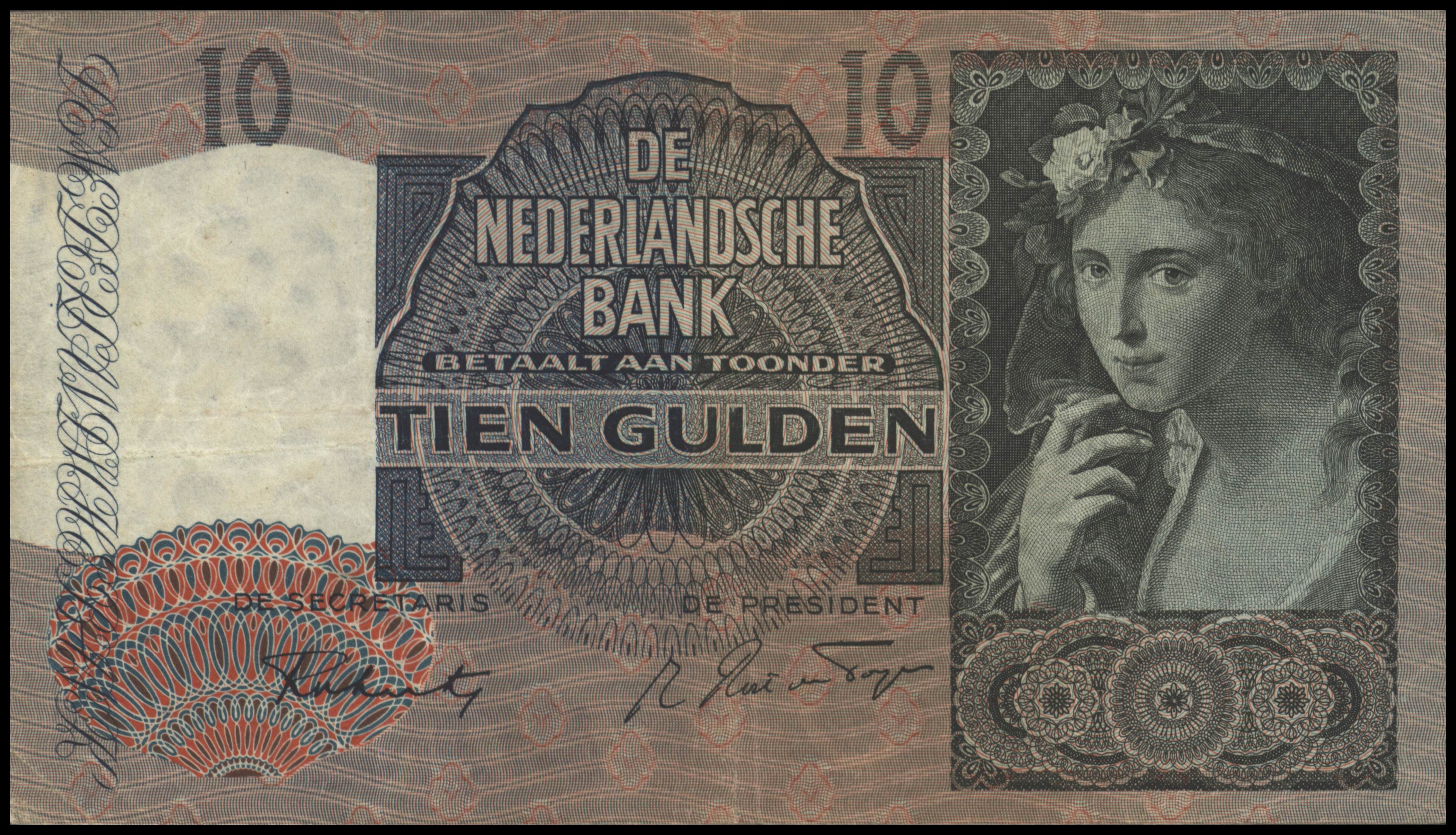 Netherlands  PL38.b 10 Gulden 1942