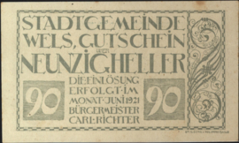 Oostenrijk - Noodgeld - Wels KK. 1167.III 90 Heller 1920 (No date)