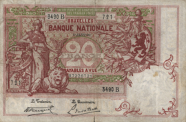 Belgium  P67c 20 Francs Model 1894