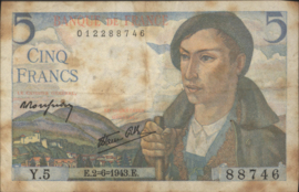 Frankrijk  P98.a 5 Francs 1943