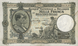 Belgium P110.b 1,000 Francs / 200 Belgas 1928-1939