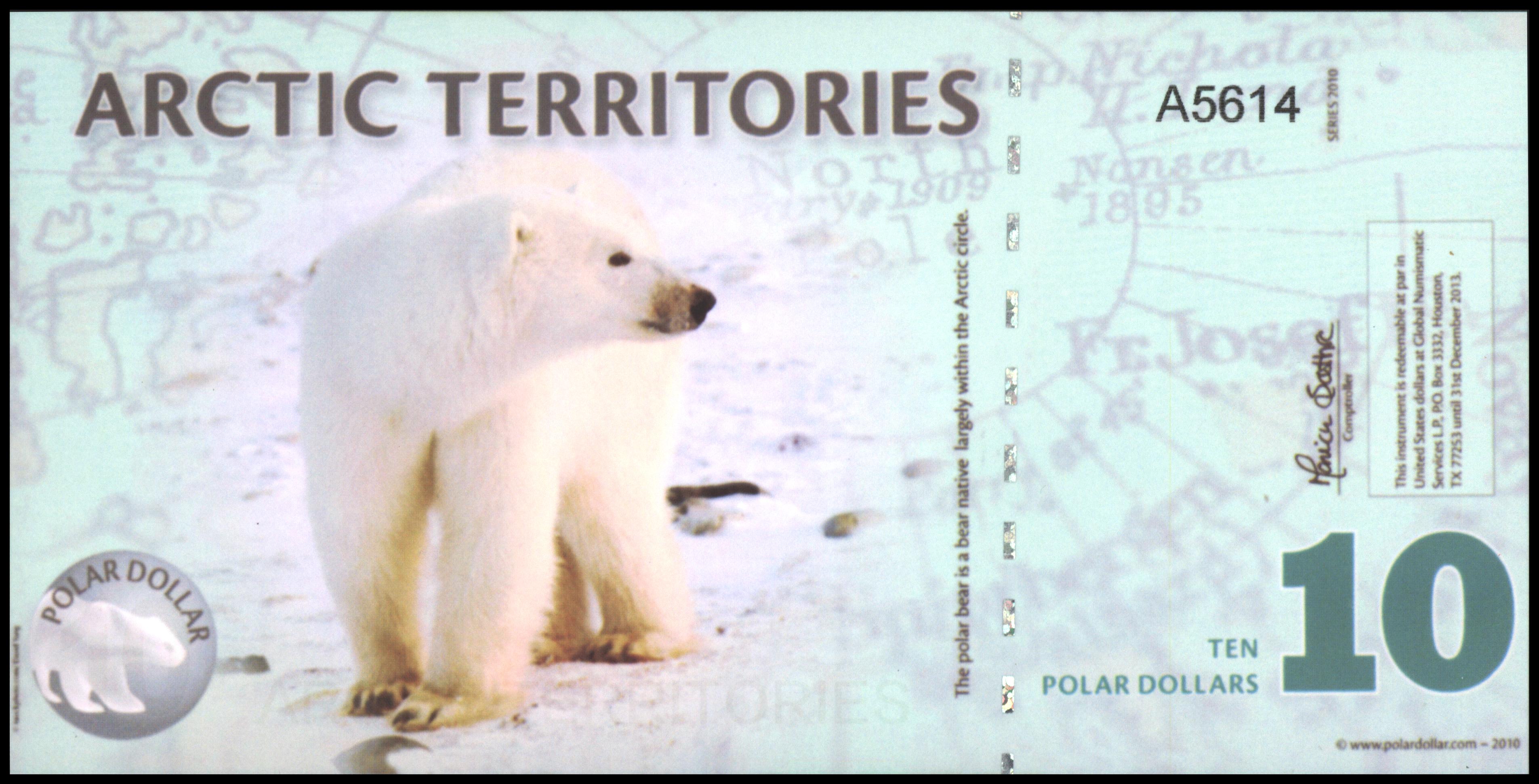 Arctic territories  FANT-ARC10 10 Dollars 2010