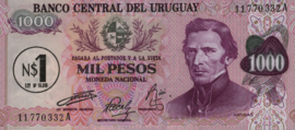 Uruguay  P55.a 1 Nuevo Peso on 1.000 Pesos 1975 (No date)