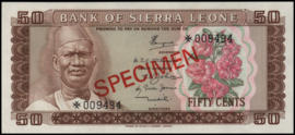 Sierra Leone   P4.PCS2 50 Cents 1972-84 SPECIMEN