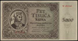 Croatia  P14 5,000 Kuna 1943