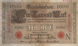 Duitsland  P44 1.000 Mark 1910 archiefstempel