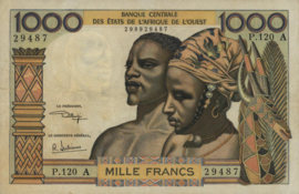 Ivory coast P103A.j 1,000 Francs 1959-1980 (No date)
