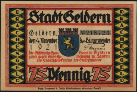 Germany - Emergency issues - Geldern Grab.: 416 75 Pfennig 1921