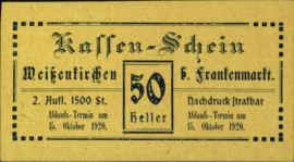Austria - Emergency issues - Weissenkirchen KK.:S1157 50 Heller 1920