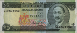 Barbados  P37 5 Dollars 1987