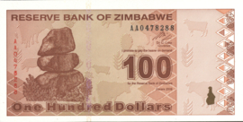 Zimbabwe  P97 100 Dollars 2009