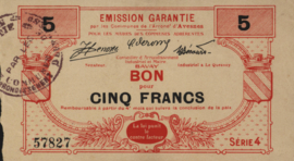 Frankrijk - Noodgeld - Avesnes JPV-59.191 5 Francs 1914 (No date)