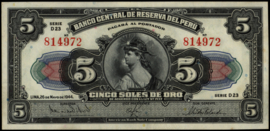 Peru  P66A.a 5 Soles de oro 1944