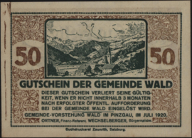 Oostenrijk - Noodgeld - Wald im Pinzgau KK: 1129 50 Heller 1920