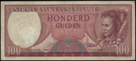 Suriname  PLS16.4a.2 100 Gulden 1957