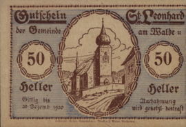 Oostenrijk - Noodgeld - St. Leonhard KK.: 902 50 Heller 1920