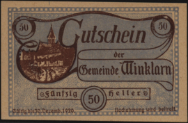 Austria - Emergency issues - Winklarn KK: 1246 50 Heller 1920