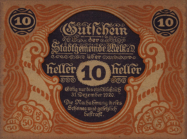 Oostenrijk - Noodgeld - Melk KK.:605 10 Heller 1920