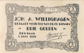 Den Haag, Joh. A. Willighagen, Interbellum PL458 3 Cent 1928