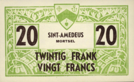 Belgium - Emergency issues - Saint-Amedeus Mortsel  20 Franc 1914-1918 (No date)