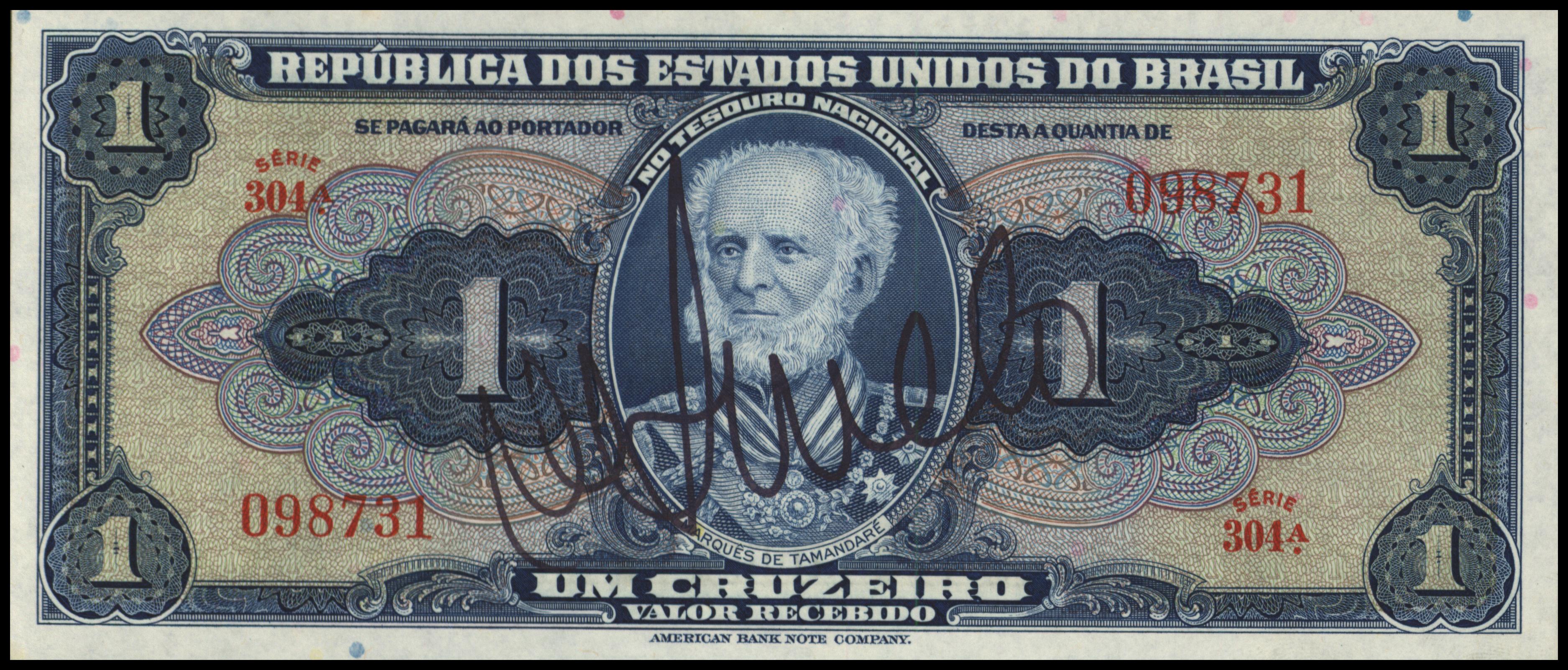 Brazil P132.Sign 6 1 Cruzeiro (old) 1944 (No date)
