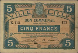 France - Emergency - Lille JPV-59.1608 5 Francs 1917
