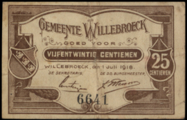 België - Noodgeld - Willebroeck  AB.WI34 25 Centimen 1918