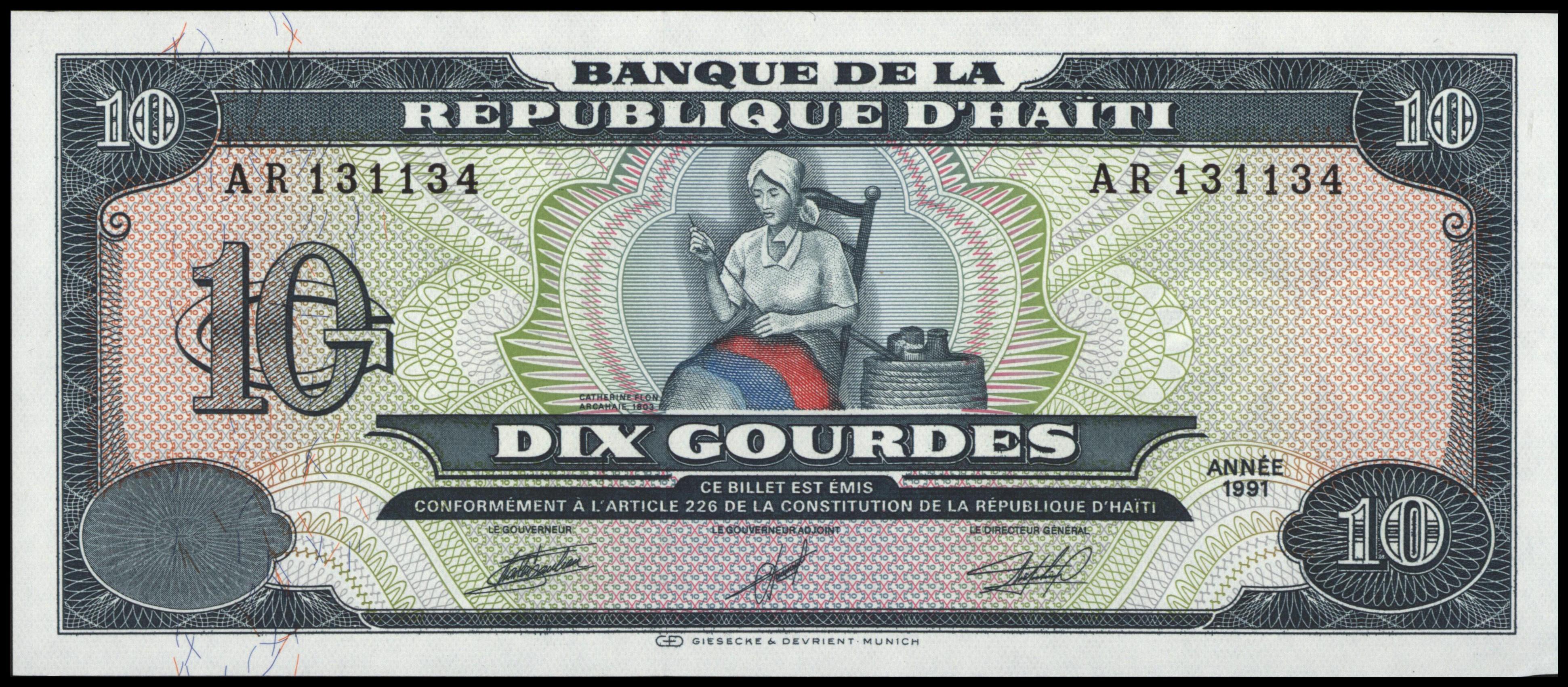Haiti P256.a 10 Gourdes 1991