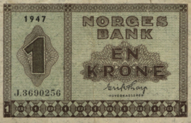 Norway  P15 1 Krone 1944-1947