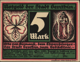 Duitsland - Noodgeld - Genthin Grab.: 419 5 Mark 1921